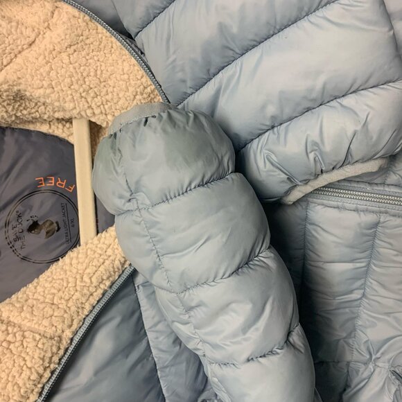 Save the Duck Light Blue Faux-Shearling Lined Puffer Jacket - Picture 3 of 3
